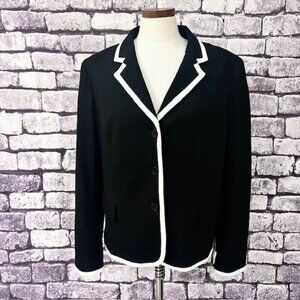 Talbots NWT Black & White Grace Fit Long Sleeve Jacket Size 16